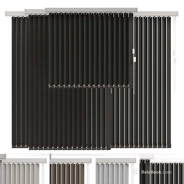 Black Vertical Window Blinds With Modern Design And Light Control Function 3d model 