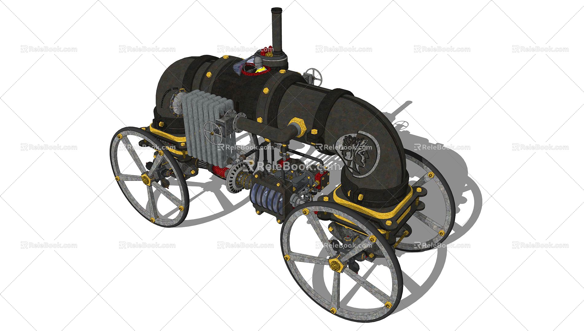 Industrial LOFT steam locomotive steam car 3d model