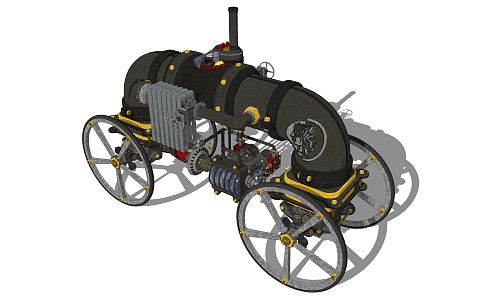 Industrial LOFT steam locomotive steam car 3d model