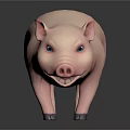Cute Pink Pig 3D Cartoon Character With Blue Eyes And Adorable Design