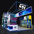 ST Life Solutions Modern Exhibition Booth With Display Screens And Interior Design