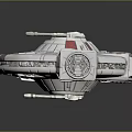 Detailed White Sci Fi Spaceship Model With Red Stripes Cockpit And Engines