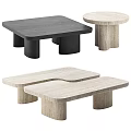 Modern Wooden Texture Coffee Table Set With Different Shapes Square Round And Rectangular 3d model