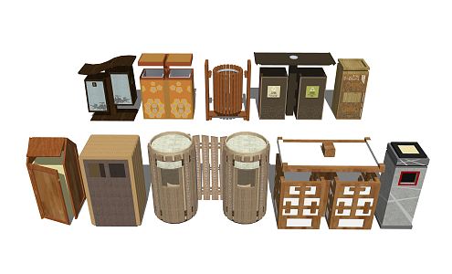 modern trash can outdoor trash can 3d model