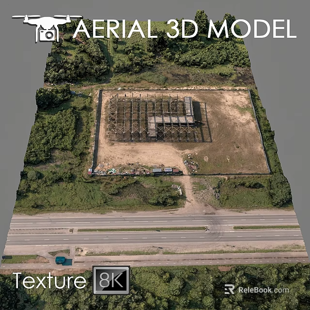 Elegant Garden Ornaments In Open Field Surrounded By Lush Greenery And Road 3d model 