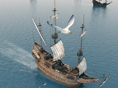 Modern ship pirate ship 3d model