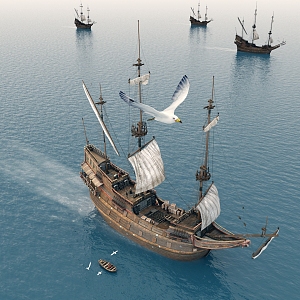 Modern ship pirate ship 3d model