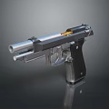 Detailed 3D Rendered Pistol Featuring Silver Barrel Black Grip And Metal Frame Design