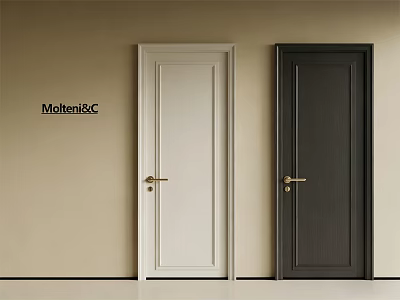 Modern White and Black Hinged Doors with Sleek Design for Home Interiors 3d model