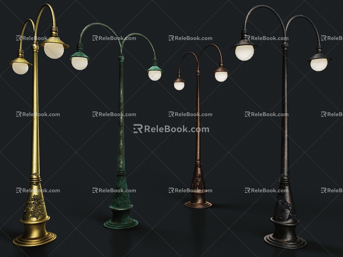 Retro Street Light Steampunk Street Light 3d model