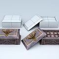 Vintage Decorative Storage Boxes With Metal Ornament And Open Closed Lids