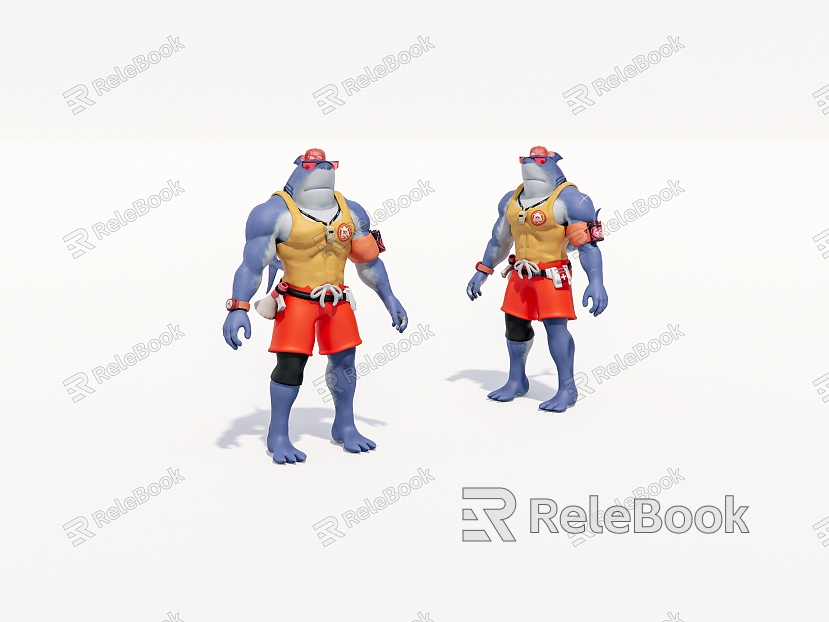 Cartoon Anime Character Humanoid Shark Monster model