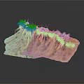 Modern Soil Slope Model With Green Grass And Realistic Soil Texture 3d model
