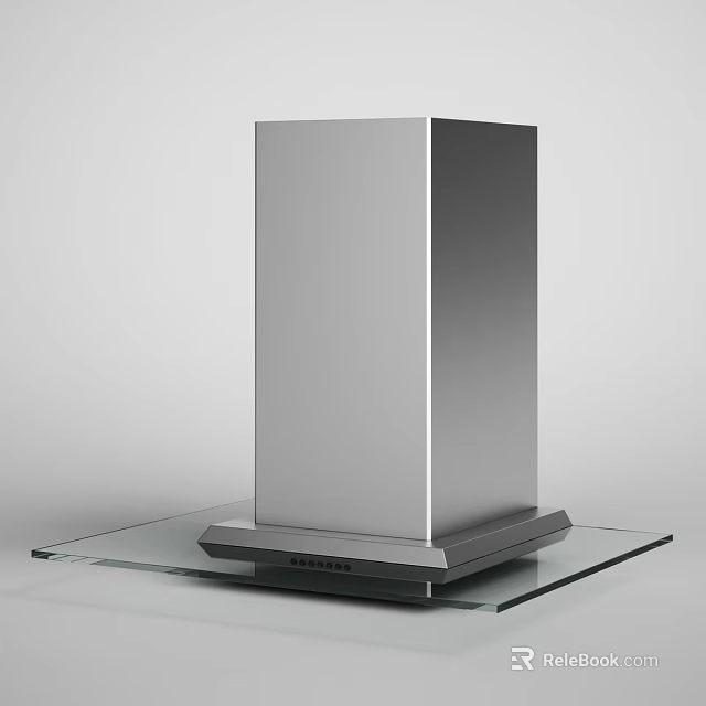 Modern Stainless Steel Kitchen Cabinet With Square Structure And Glass Base 3d model