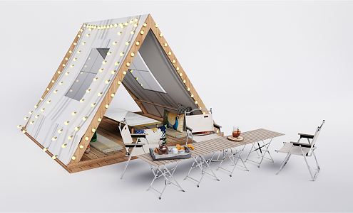 Modern Tent Camping Tent Outdoor Table and Chair 3d model