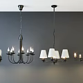Modern Chandelier Designs With Black Metal Frames Multiple Bulbs And Fabric Shades For Home Decor