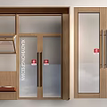 Modern Wooden Double Doors With Glass Panels And Classic Handle Design