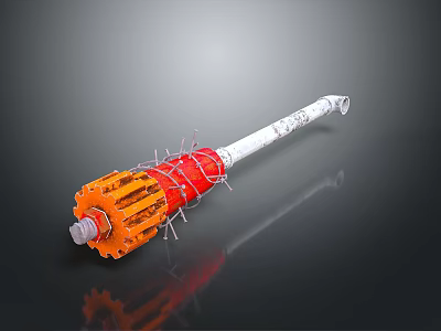 Advanced Military Weapon Featuring Orange Red Metal Parts And White Launch Tube Structure 3d model