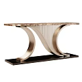 Modern Console Table with Marble Top and Curved Metal Frame for Entryway Decor 3d model
