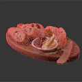 Fresh Sliced Bread Arranged On Wooden Platter With Butter And Jam