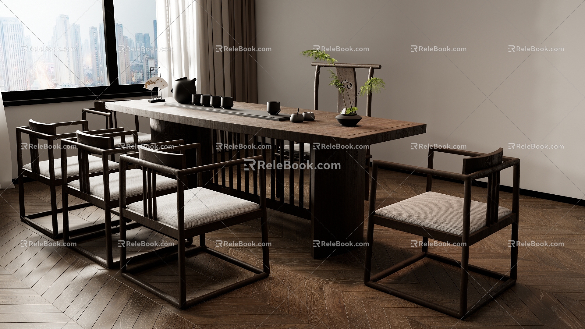 New Chinese Tea Table and Chair Combination Tea Table Tea Table 3d model