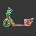 Orange Electric Motorcycle With Transparent Body RideShare Logo Reflective Wheels And Modern Design