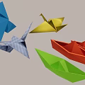 Colorful Origami Hanging Decorations With Crane Boat And Star Shapes
