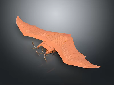 Orange Dragon Inspired Winged Spacecraft With Wide Grid Texture Wings For Aerospace Exploration 3d model
