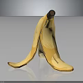 Fresh Yellow Peeled Banana With Spread Out Peel On Dark Reflective Background