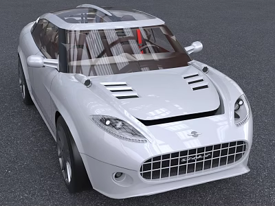Modern White Sports Car with Aerodynamic Design Transparent Roof Sporty Headlights and Front Grille 3d model
