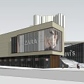 Modern Commercial Complex With Green Roof And Waterfront Plaza For Pedestrians