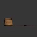Minimalist Wooden Oak Cylindrical Floor Lamp With Red Cable And Black Plug