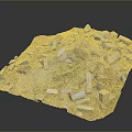 Pile of Rubble and Construction Waste Materials on Ground Surface 3d model