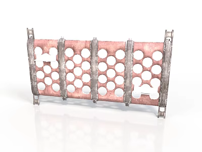 Red And White Industrial Metal Frame Equipment With Holes And Letter Design 3d model