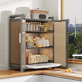 Modern Luxury Kitchen Decorative Ornament Combination with Metal Frame Glass Door Dishes and Window View