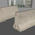 Concrete Fence Barriers in Indoor Space With Window High Rise Buildings and Green Plants