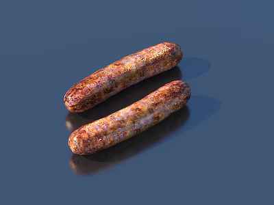 Appetizing Juicy Grilled Sausages With Crispy Brown Exterior And Tasty Texture 3d model