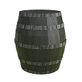 Dark Wooden Barrel With Metal Hoops And Classic Design For Decorative Display Purposes