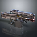 Advanced Futuristic Weapon With Modular Metallic Structure Tactical Scope And Glowing Barrel 3d model