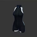 Fashionable Black Sleeveless Jumpsuit With White Accents And Zipper Design