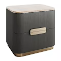 Modern Dark Gray Bedside Table With Vertical Striped Texture Light Top Gold Handle And Base 3d model