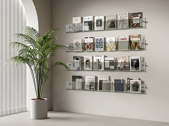 Modern Wall Shelf Books Ornaments Books and Magazines 3d model