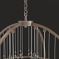 Elegant Circular Chandelier With Wooden Frame Metal Rods And Crystal Pendants
