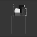 Contemporary Office Workstation With Multiple Monitors Desk Lamp And Electronic Devices