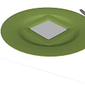 Green Dinnerware Set Including Round Plate Square Plate Knife Spoon and Fork with Green Handles