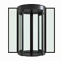 Modern Revolving Door With Black Frame And Glass Panels For Building Entrance