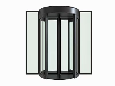 Modern Revolving Door With Black Frame And Glass Panels For Building Entrance 3d model