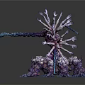 Fantasy Mythical Creature 3D Model With Multiple Tentacles And Purple Blue Design