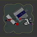 Red Blue And White Robot Warriors Fighting With Orange Pink Weapons And Vehicles