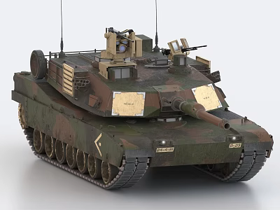 Modern Battle Tank With Camouflage Paint Reactive Armor Turret Antennas And Tracks 3d model